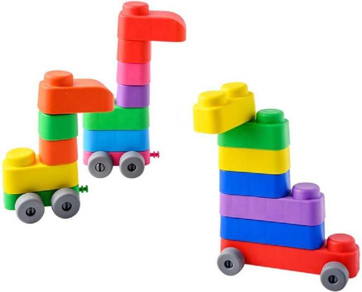 Produktbild Montessori Spielzeug, Lernspielzeug, weiche Blöcke und Räder – 15 Blöcke und 12 Räder