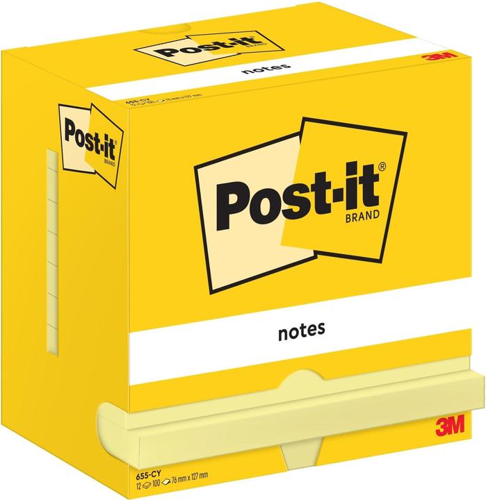 Actual product image Post-it Sticky Notes Standard 655 yellow 12 pads (127 x 76 mm)