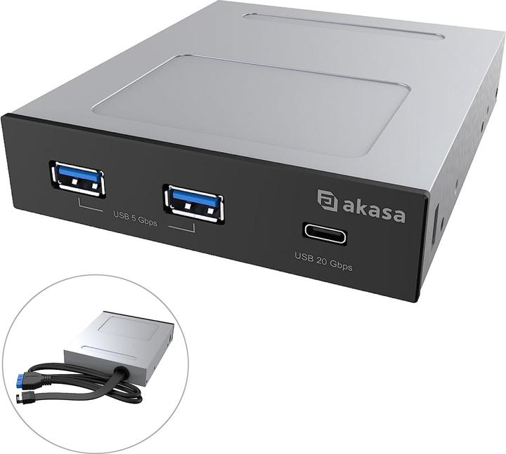 Actual product image Akasa USB hub USB + 2x Type-C (USB-C, 2 Ports)