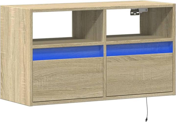 Immagine prodotto VidaXL Mobile TV Parete attrezzata Lavagna bassa Appeso con illuminazione LED Rovere Sonoma
