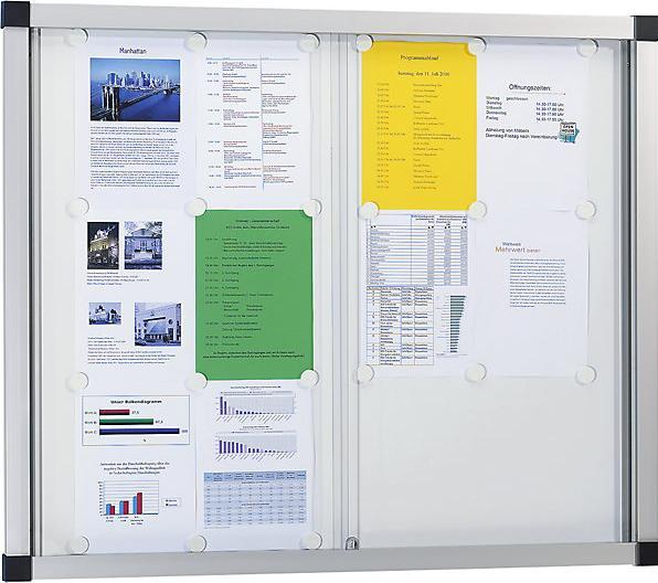 Produktbild eurokraft pro Schaukasten, Schiebetüren (Magnettafel, Pinnwand, 96.5 x 68.5 cm)