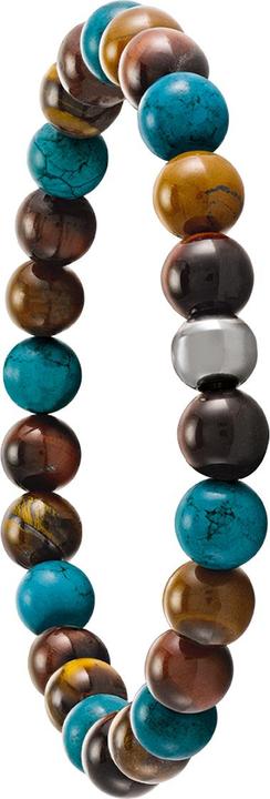 Immagine prodotto Jourdan Bracciale acier, turchese, oeil de tigre jaune et rouge (21 cm, Pietre naturali)