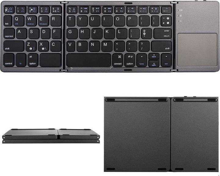 Produktbild Apfelkiste Faltbare Mini Bluetooth Tastatur Keyboard (QWERTY) mit Touchpad (US, Kabelgebunden)