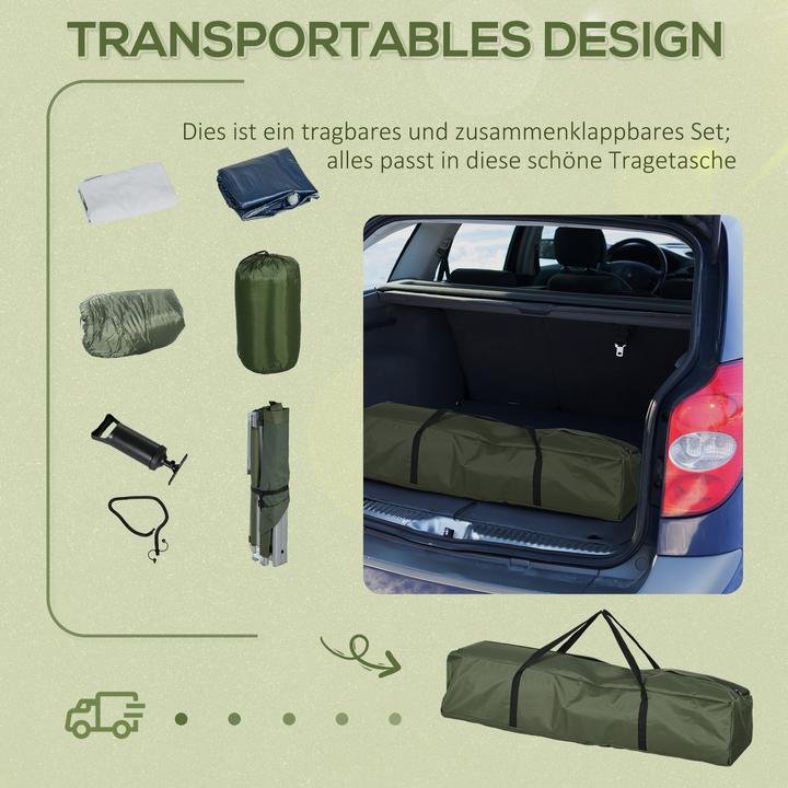 Produktbild Outsunny Campingbett-Set inklusive Matratze, Schlafsack und Kopfkissen