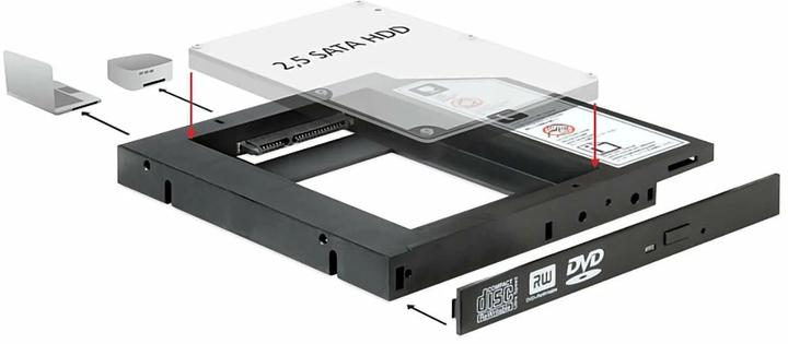 Produktbild Delock DVD-Schacht Adapter für 2.5 SATA SSD für 2.5 SATA HDD&SSD