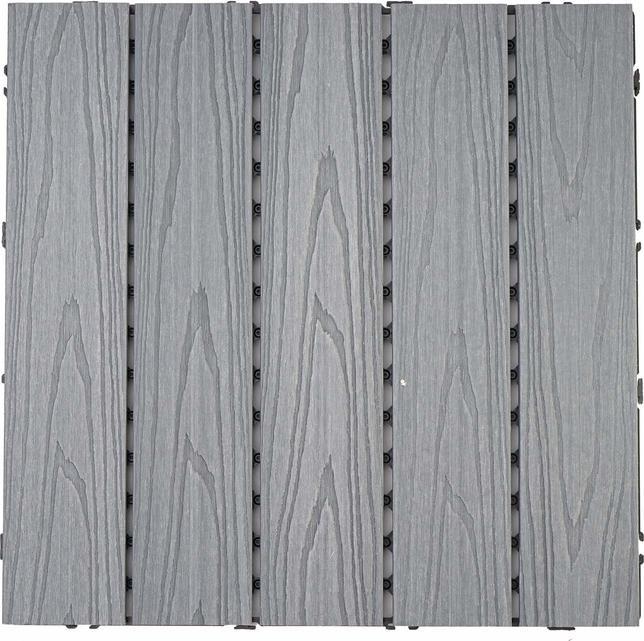 Produktbild Swisshandel24 WPC Bodenfliese, Holzoptik Balkon/Terrasse, 3D-Struktur linear beschichtet-grau 4x je 50x50cm = 1q (4 x)