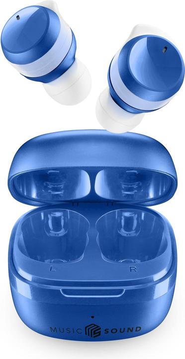 Image du produit Cellularline Music Sound Flow Casque intra-auriculaire sans fil pour la musique et les appels Bluetooth Bleu (pas de réduction du bruit, 25 h, Sans fil)
