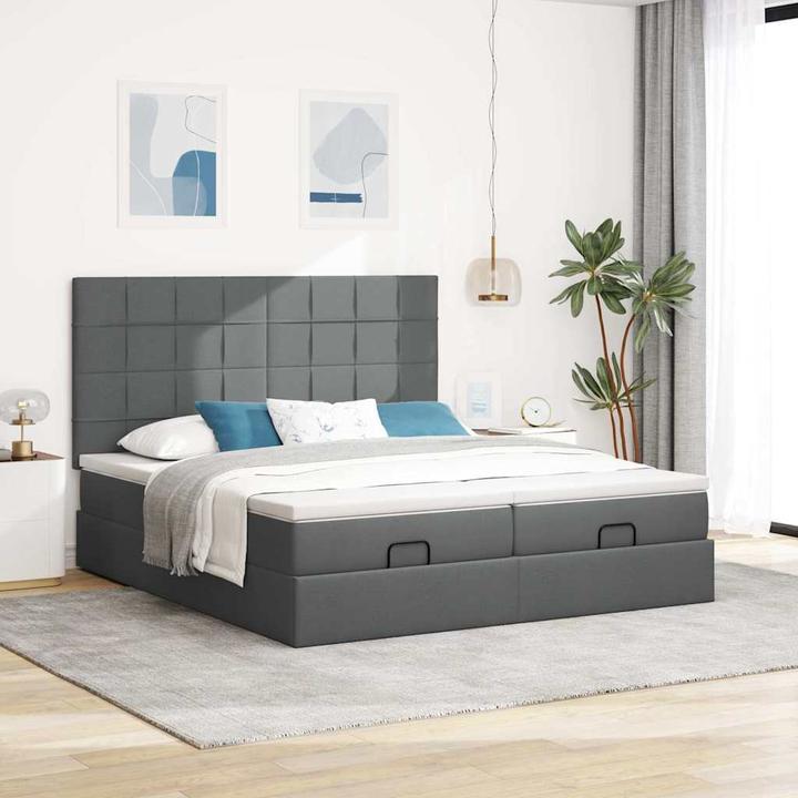 Produktbild VidaXL Ottoman-Bett mit Matratzen Dunkelgrau 160x200 cm Stoff (160 x 200 cm)