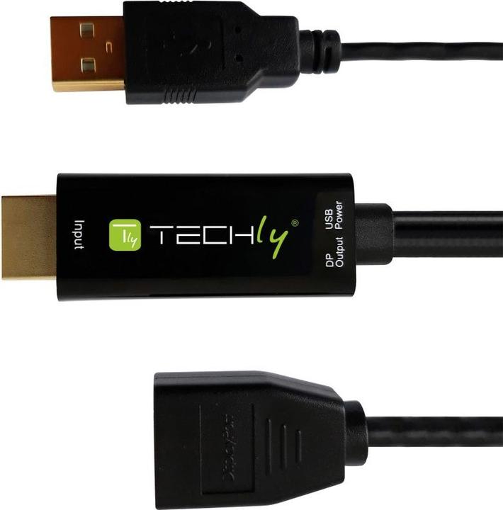 Actual product image Techly Adapter HDMI M to DisplayPort F + USB-A M 4Kx2K 30Hz (HDMI, 1.10 cm)