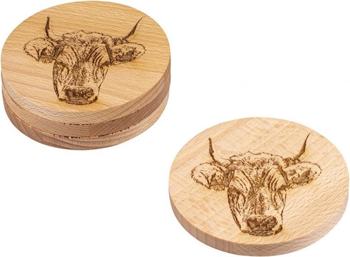 Kadastar HolzUntersetzer HornkuhBuche, Ø 10 cm, 4erSet (4 x)