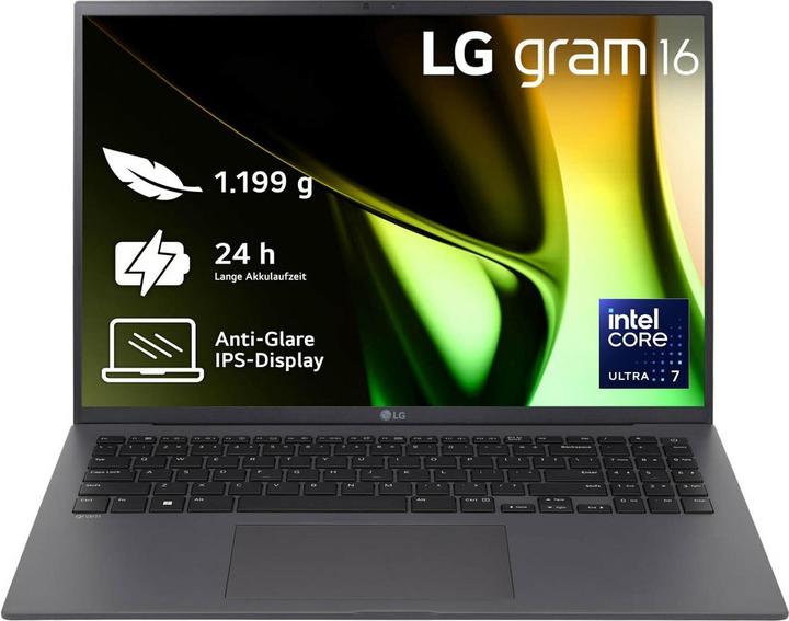 Actual product image LG gram 16" Core Ultra 7 155H 32GB/2TB SSD Win11 grey 16Z90S-G.AD7CG (16", Intel Core Ultra 7 155H, 32 GB, 2000 GB, DE)