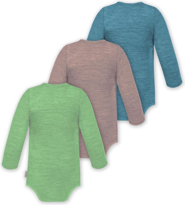 Actual product image Normani 3-pack baby merino bodysuit long sleeve "Auckland" - 9375 (56)