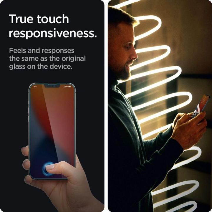 Actual product image Spigen Glass.TR Slim iPhone 14/13 Pro/13 Privacy AGL05211 szkło hartowane AGL03393 (1 Piece, Apple iPhone 13 Pro, Apple iPhone 13)