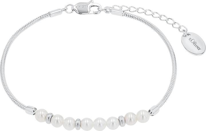 S.Oliver Armschmuck für Damen, 925 Sterling Silber, Schmuckstein synth., Silber Beads (20 cm, Silber 925)