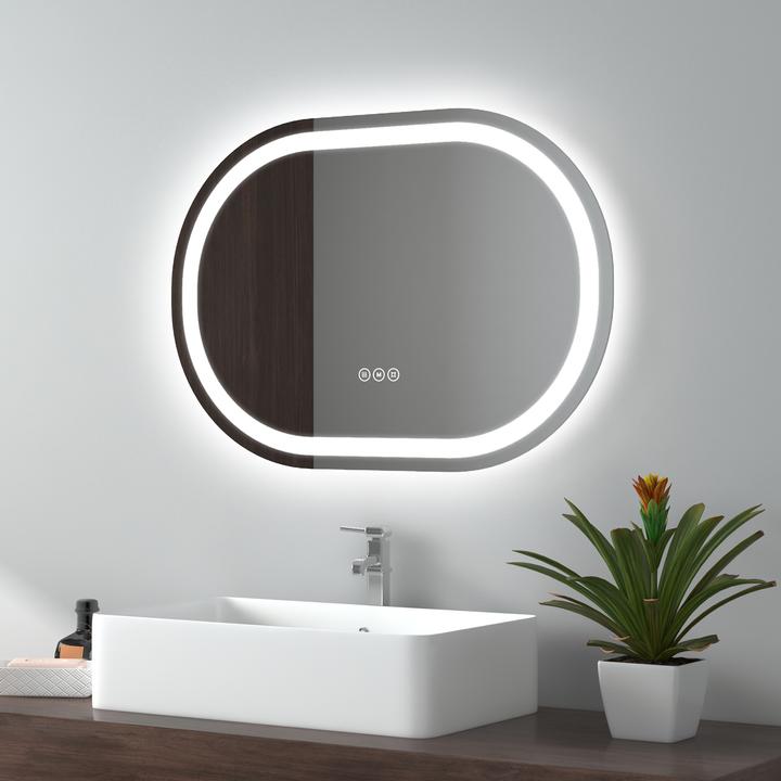 Actual product image Emke Bathroom Mirror With Lighting Φ70cm,Fog-Free, 3 Colour Temperatures (3000K-6500K)&Dimmable