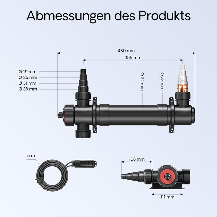 Produktbild SunSun UV-C 4500 l/h 36 W Teichklärer Vorklärgerät Wasserklärer Lichtfilter
