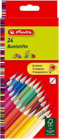 Herlitz Triangular Crayons Box of 24 (Multicolored, Multicolor, 24 x)
