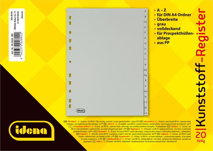 Actual product image Idena Plastic index A4 A to Z grey PP