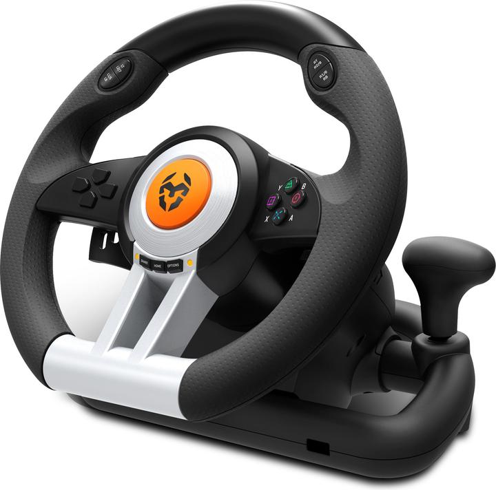 Image du produit Krom K-Wheel Noir USB Volant + Pédales Analogique / Numérique PlayStation 4 (Xbox One S, Playstation Classic, PS3, PS4)