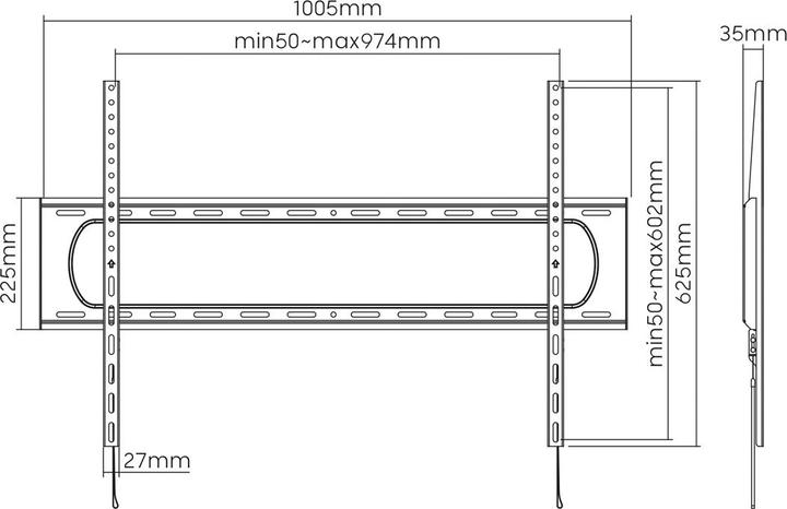 Actual product image Value TV wall bracket, 35 mm wall distance (Wall, 120", 120 kg)
