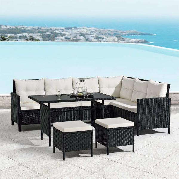Image du produit Juskys Lounge en poly rotin Manacor avec salon de jardin