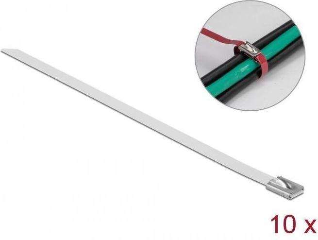 Produktbild Delock Edelstahlkabelbinder 200x7,9 10 Stk. (Metallkabelbinder, 200 mm, 10 Stk.)