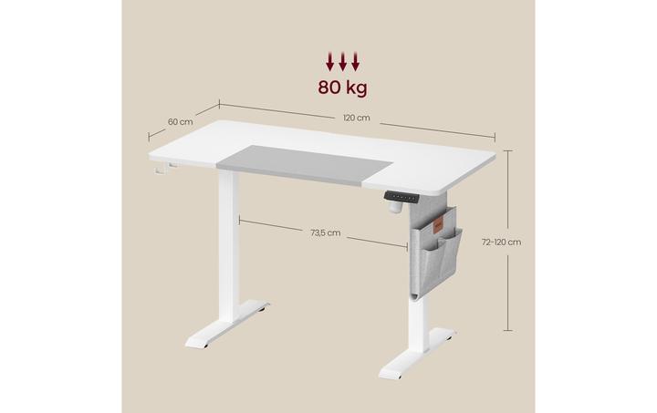 Image du produit Songmics Piètement de table avec plateau 120 x 60 cm, réglable en hauteur (120 x 60 x 120 cm)