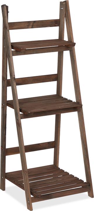 Relaxdays Porte-plantes en bois brun foncé