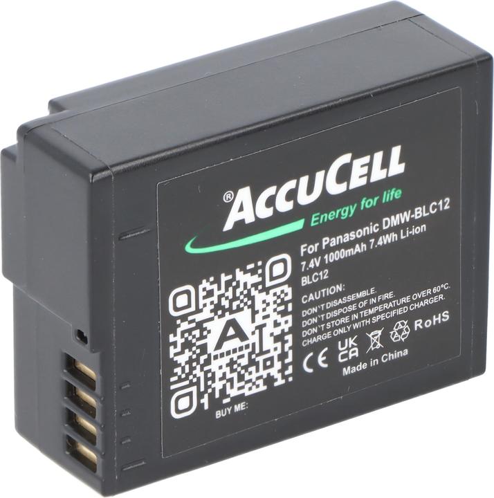 Actual product image AccuCell Battery suitable for Panasonic DMW-BLC12, DMW-BLC12E, DMC-GH2 (Rechargeable battery)