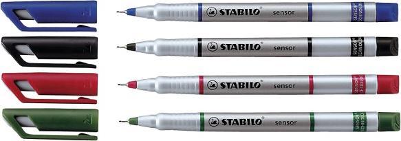 Produktbild STABILO SENSOR F Finliner mit gefederter Spitzer (Mehrfarbig, 4 x)