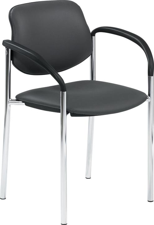 Immagine prodotto Nowy Styl Sedia impilabile Styl, con o senza braccioli, in vera pelle, nera o beige, impilabile fino a 6