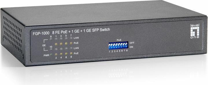 Produktbild LevelOne Fgp-1000: 8 Fe Poe+1 Ge+1 Ge Sfp (10 Ports)