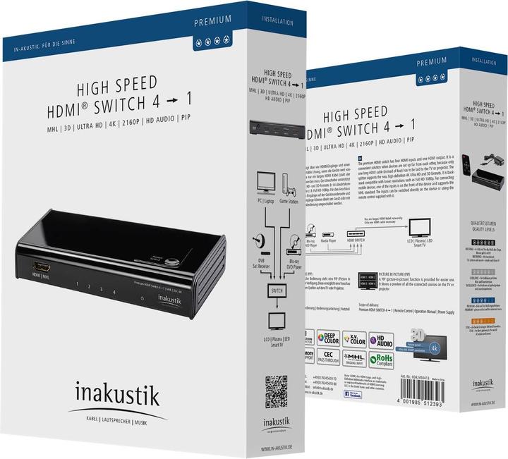 Image du produit Inakustik Commutateur HDMI 4K Premium
