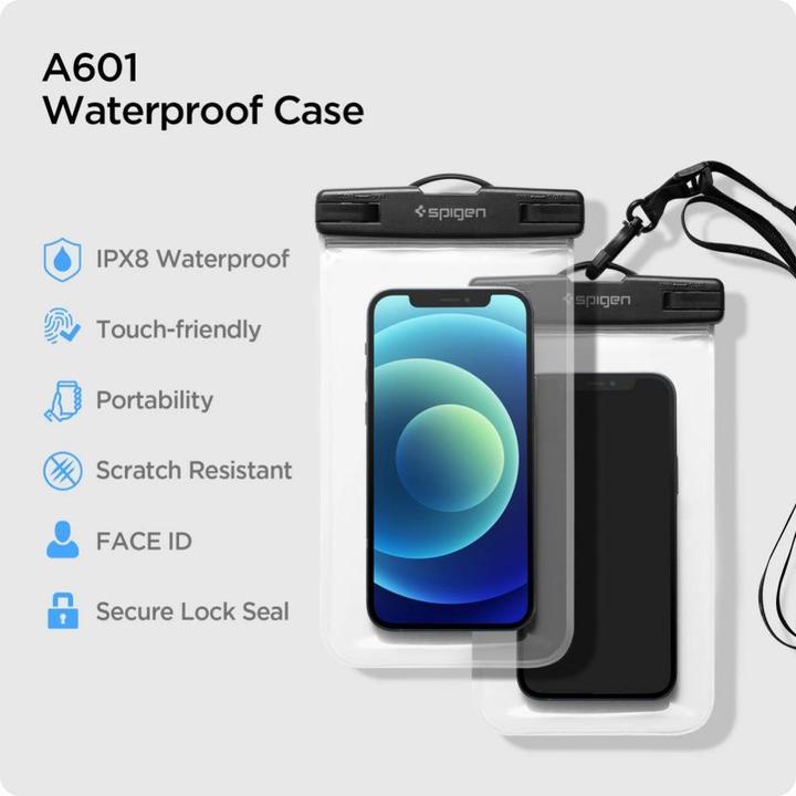 Image du produit Spigen A601 Etui étanche universel, Transparent (pack de 2) (Universel)