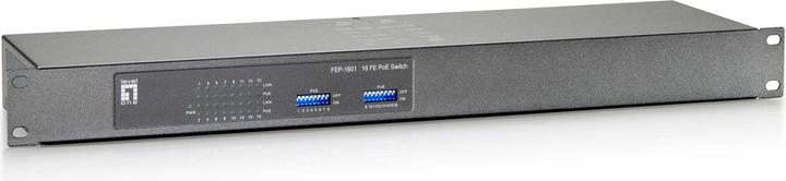Actual product image LevelOne FEP-1601: 16 port switch, PoE+ (16 Ports)