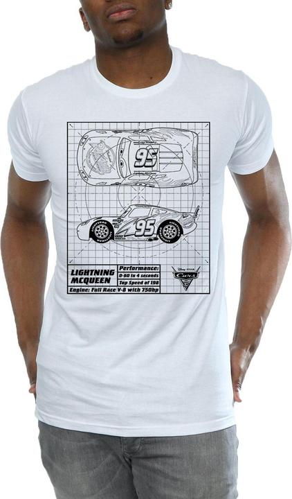 Actual product image Cars Mens Lightning McQueen Blueprint Cotton T-Shirt (M)