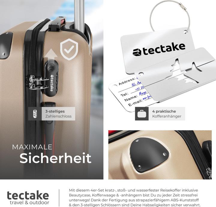 Actual product image tectake Cleo 4-piece with luggage scale (95 l, L (90 - 115l))