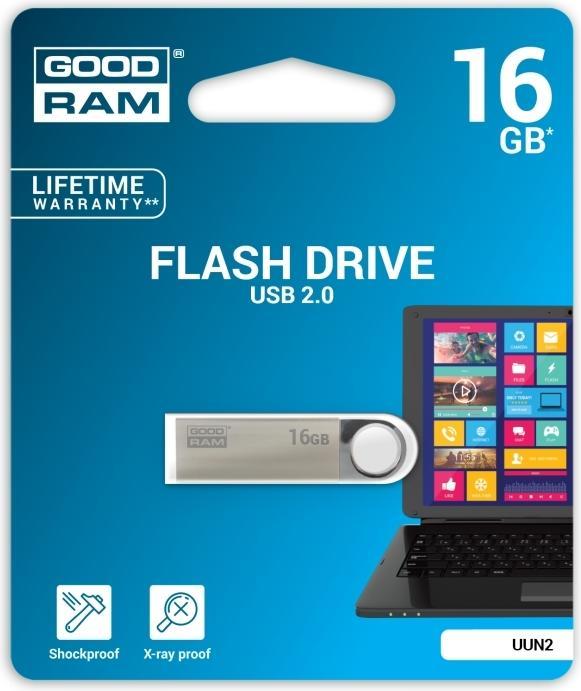 Produktbild Goodram 16GB USB 2.0 - 16 GB - USB Typ-A - 2.0 - 20 MB/s - Drehring - Schwarz - Silber (16 GB, USB-A, USB 2.0)