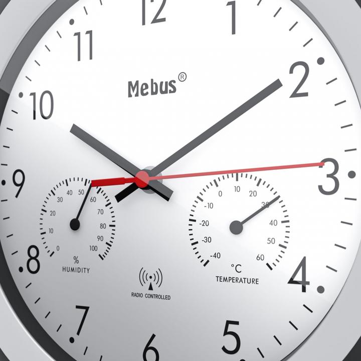 Actual product image Mebus 19449 Radio-controlled wall clock with thermo/hygrom. (30 cm)
