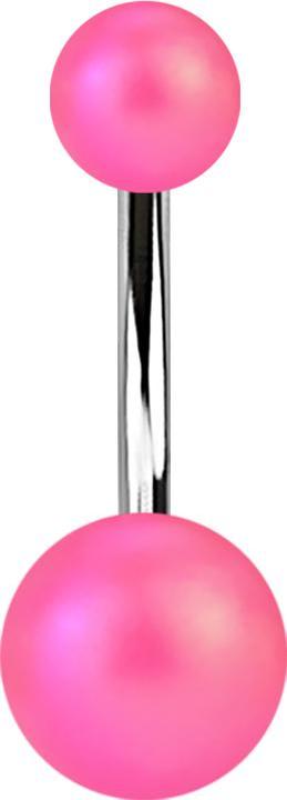Produktbild Star Piercing Banane silber mit zwei Kugeln Perglanz matt pink (ohne Messing, Acryl, Chirurgenstahl 316L)