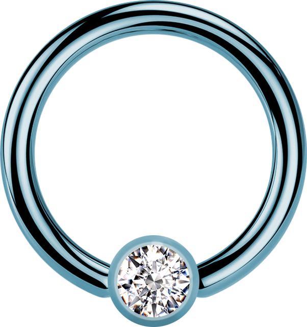 Immagine prodotto Star Piercing Anello Micro Closure cilindro azzurro cristallo argento (Acciaio chirurgico 316L)