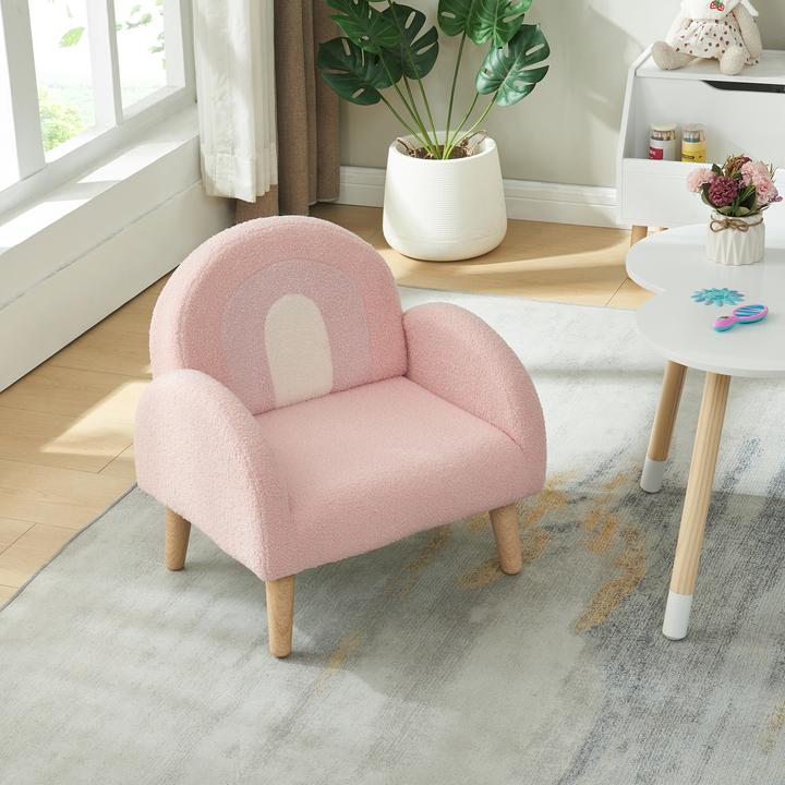 Produktbild En.Casa Kindersessel Sorreindi 50x50x45 cm Teddystoff Rosa (Kindersessel)