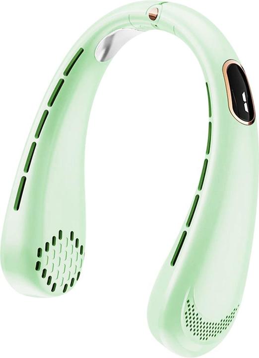 Actual product image Techsuit - Neck Fan (H6) - Portable, USB, Rechargeable, Adjustable, Digital Display - Green