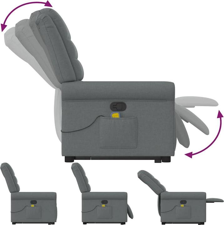 Actual product image VidaXL Massage chair with stand-up aid dark grey fabric