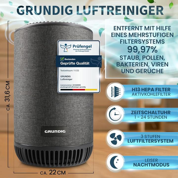 Immagine prodotto Grundig Luftreiniger mit HEPA- und Aktivkohlefilter (49 m²)