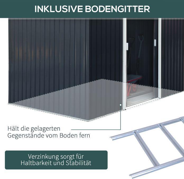 Actual product image Swisshandel24 Tool shed with foundation Garden shed Metal garden shed Charcoal grey 277 x 195 x 192 c