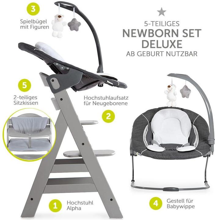 Actual product image Hauck Highchairs Alpha Plus Grey Newborn Set Deluxe - 4-piece highchair (Highchair)