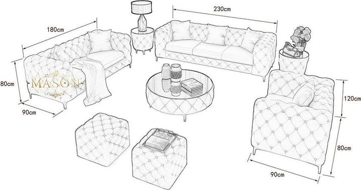 Image du produit Mason Ct Chesterfield Sofa 3er Set (Chesterfield)