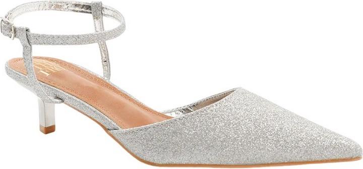 Actual product image Where's That From Womens/Ladies Malta Glitter Faux Leather Ankle Strap Kitten Heel Sandals (38)