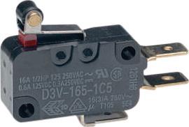 Produktbild Omron Industrial Automation Mikroschalter, D3V, 16A, 1 Wechsler, 1.96N, Kurzer Rollenhebelbetätiger